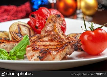 Christmas meat with vegetable for Holiday dinner