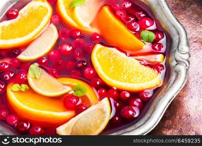 Christmas mulled wine. Christmas mulled wine with orange,cranberry and spices