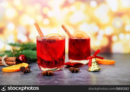 Christmas mulled wine delicious holiday like parties with orange cinnamon star anise spices for traditional christmas drinks winter holidays homemade red mulled wine glasses decorated table
