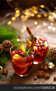 Christmas mulled wine. Traditional holiday drink or beverage, cocktail