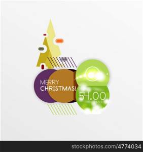 Christmas or New Year promo labels and stickers. Christmas or New Year promo labels and stickers. Circle geometric diagrams with sample text