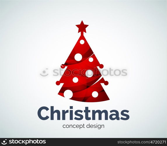 Christmas or New Year tree logo template, abstract business icon