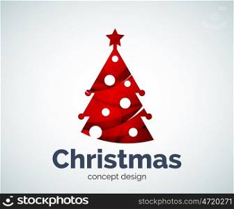 Christmas or New Year tree logo template, abstract business icon