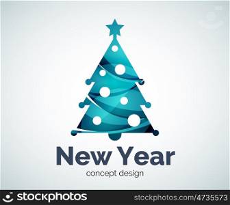 Christmas or New Year tree logo template, abstract business icon