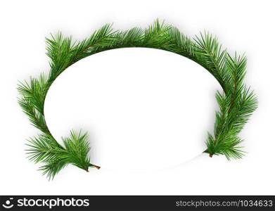 Christmas Oval Frame with Coniferous Twigs