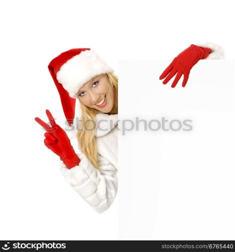 Christmas Pin-up Girl, Shows Sign Victory a Advertising Space