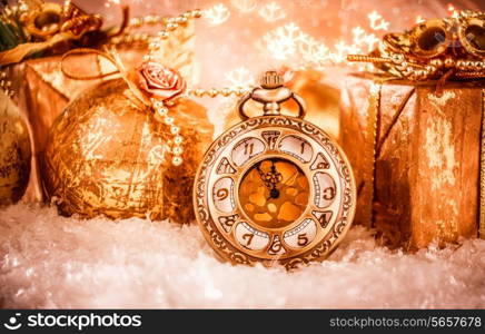 Christmas pocket watch still life.