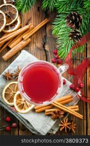 Christmas punch with cinnamon and anise