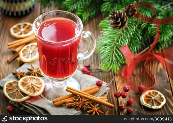 Christmas punch with cinnamon and anise