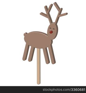 Christmas raindeer chocolate on a stick, vector art illustration