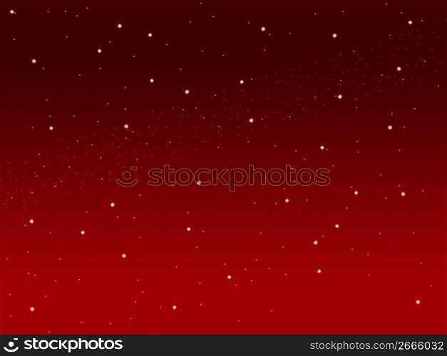 Christmas red sky illustration background with little stars space view