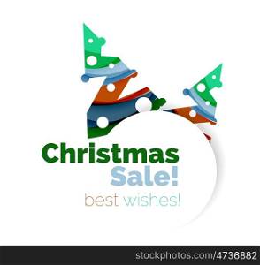 Christmas sale, greeting card or banner. New Year elements with white copyspace