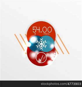 Christmas sale stickers with sample promo text. Christmas sale stickers with sample promo text on geometric shapes - circles