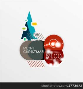 Christmas sale stickers with sample promo text. Christmas sale stickers with sample promo text on geometric shapes - circles