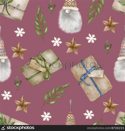 christmas seamless pattern. lights,pine cone, firry. Watercolor illustration. Farmhouse Christmas tree Winter backgroun. christmas seamless pattern. lights,pine cone, firry. Watercolor illustration. Farmhouse Christmas tree. Winter background