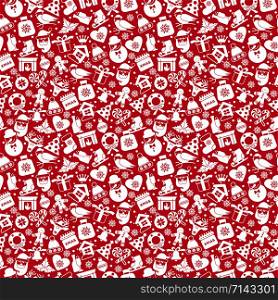 Christmas seamless pattern of icons of flat style.. Christmas seamless pattern of icons of flat style. Background for holidays.