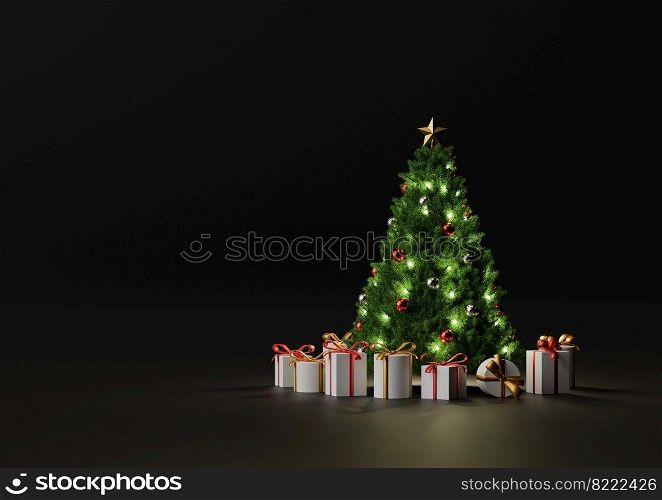 Christmas set with negative space, 3d illustration