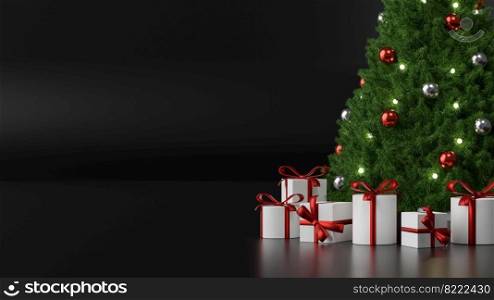 Christmas set with negative space, 3d illustration
