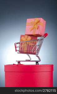 Christmas shopping concept with shopping cart