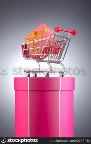 Christmas shopping concept with shopping cart