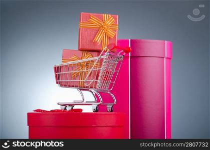 Christmas shopping concept with shopping cart