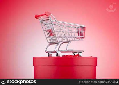 Christmas shopping concept with shopping cart