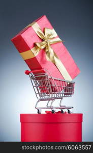 Christmas shopping concept with shopping cart