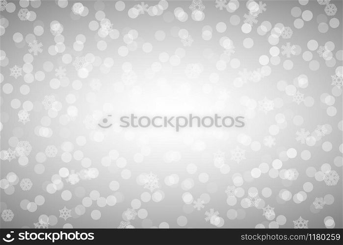 Christmas silver shiny background with snowflakes and lens flare.. Christmas silver shiny background with snowflakes and lens
