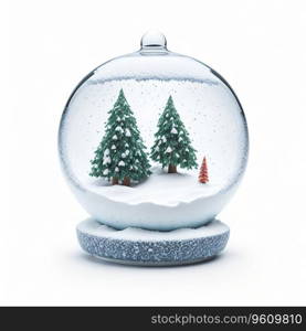 Christmas Snow Globe on White Background