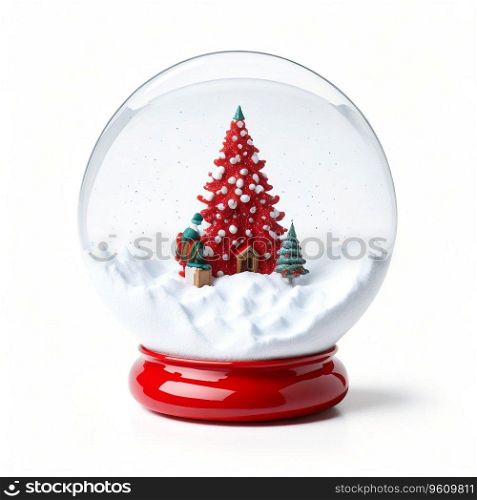 Christmas Snow Globe on White Background