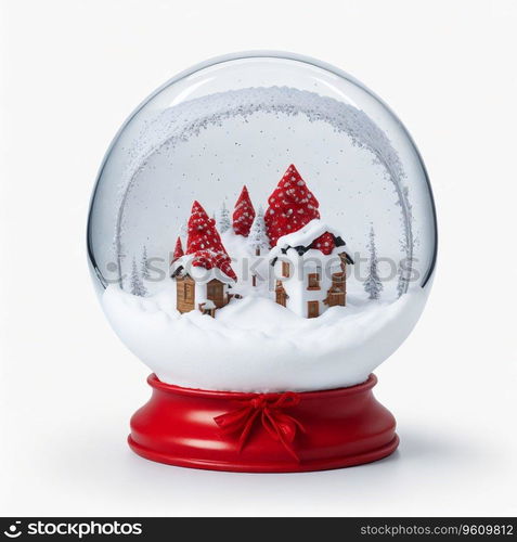 Christmas Snow Globe on White Background