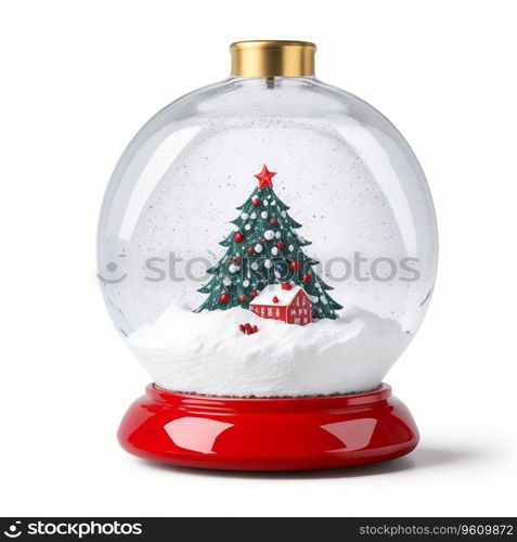 Christmas Snow Globe on White Background