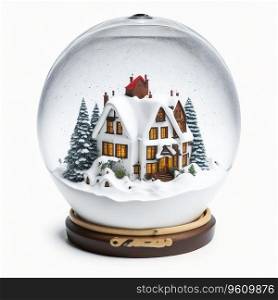 Christmas Snow Globe on White Background