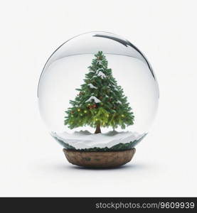 Christmas Snow Globe on White Background