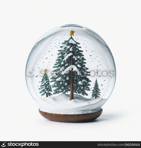 Christmas Snow Globe on White Background