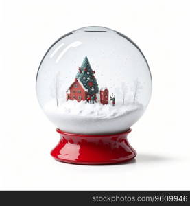 Christmas Snow Globe on White Background