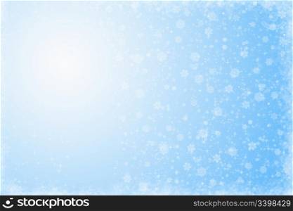 Christmas snowfall background in blue and white color