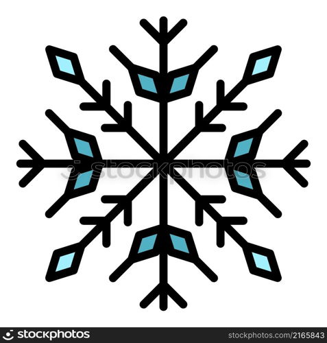 Christmas snowflake icon. Outline Christmas snowflake vector icon color flat isolated. Christmas snowflake icon color outline vector