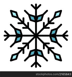 Christmas snowflake icon. Outline Christmas snowflake vector icon color flat isolated. Christmas snowflake icon color outline vector
