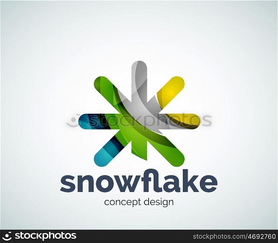 Christmas snowflake logo template, abstract business icon