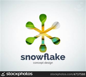 Christmas snowflake logo template, abstract business icon