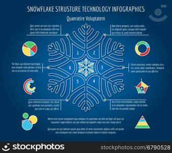 Christmas snowflakes infographics. Xmas snowflakes infographics. Vector snowflake and thin line charts