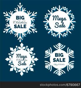 Christmas snowflakes sale banners. Christmas sale banners set. Snowflakes sale banners vector