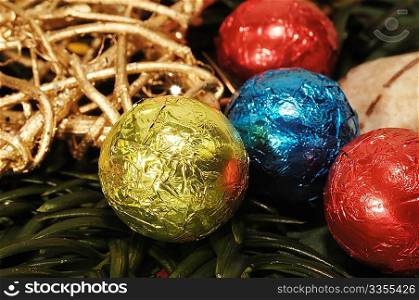 Christmas star and chocolate balls