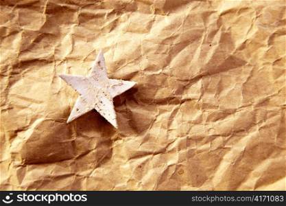 christmas star background on recycle crumpled paper
