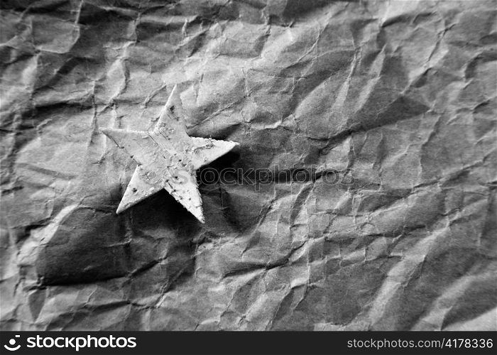 christmas star background on recycle crumpled paper
