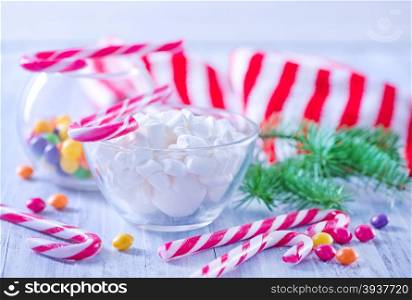 christmas sweety and decoration on a table
