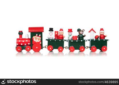 Christmas Toy Train Isolated Over White Background