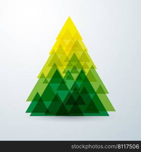 Christmas tree abstract triangle with green creative art geometric. Vector illustration