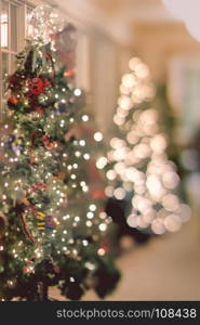 christmas tree and decorations with shallow depth of field